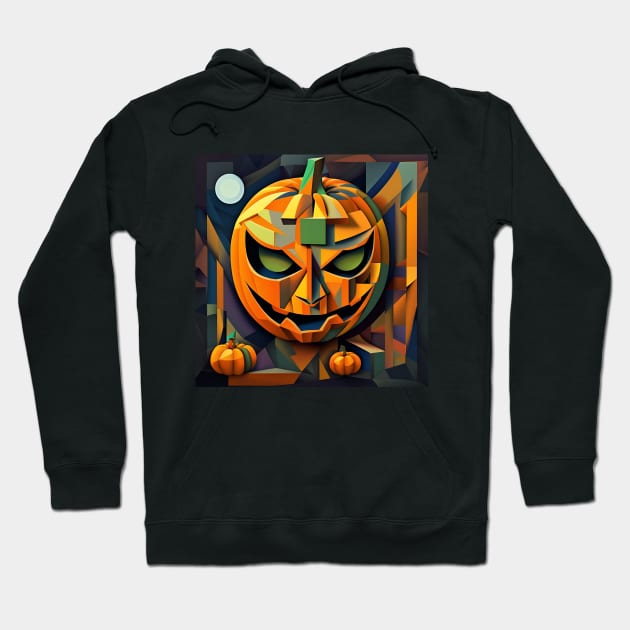 Cubist Halloween Jack O Lantern Pumpkin Hoodie by SmartPufferFish